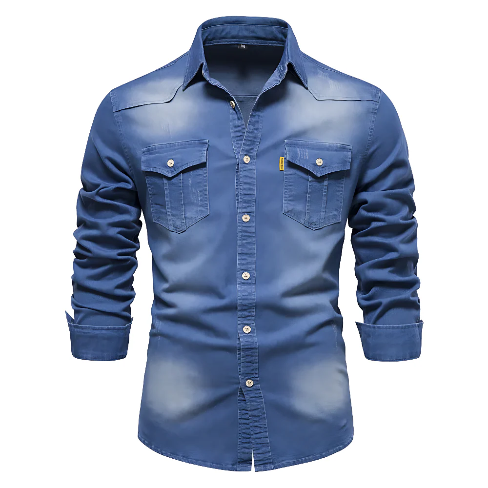 JIM - KATOEN DENIM OVERHEMD - Image 6