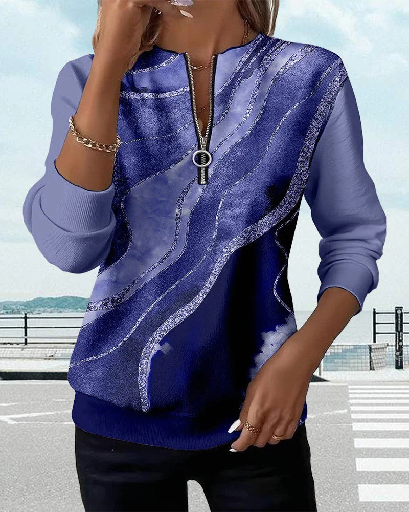 Lera | Sweatshirt met halve rits en vintage print - Image 4