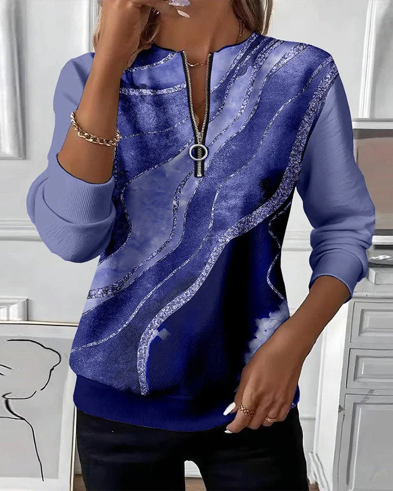Lera | Sweatshirt met halve rits en vintage print - Image 7