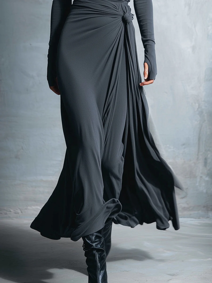 Marijn™ | Minimalistische Maxi Jurk met Knoopdetail – Vloeiende Elegantie & Moderne Rust - Image 7