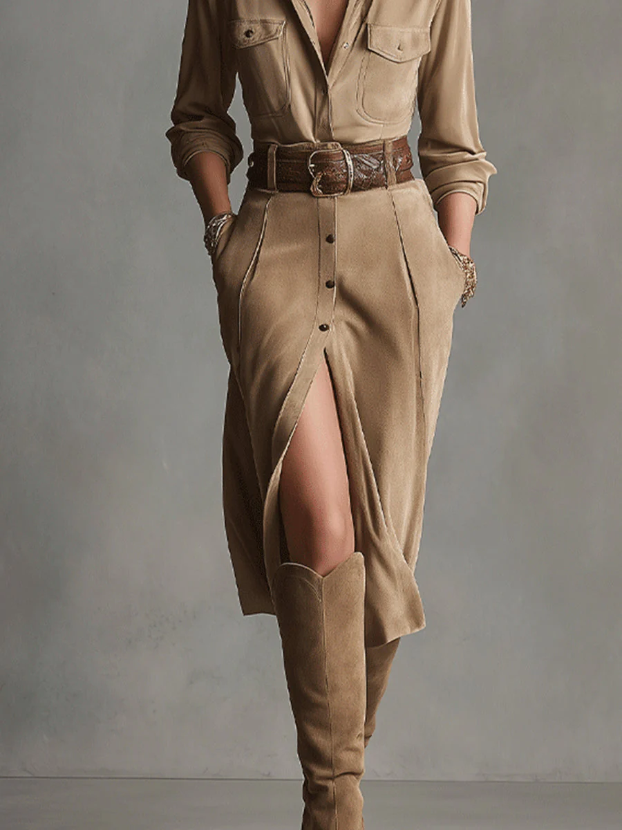 Sofia | Elegante suède jurk - Image 3
